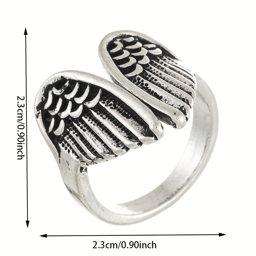 Angel Wings Ring Vintage Alloy Opening Adjustable Fashionable Finger Ring